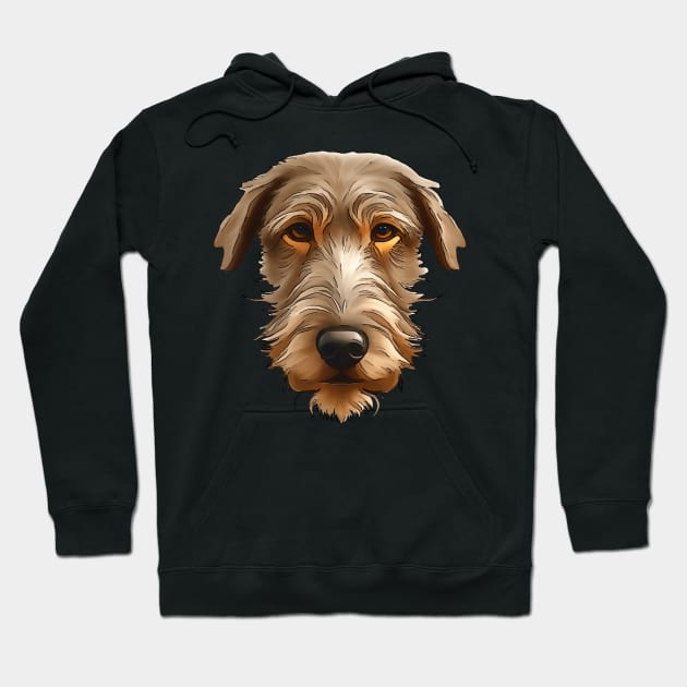 Irish Wolfhound Pet Portrait Black Outline Art Cut Out Hoodie by taiche